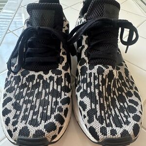 Adidas Black and White Animal Print Sneakers